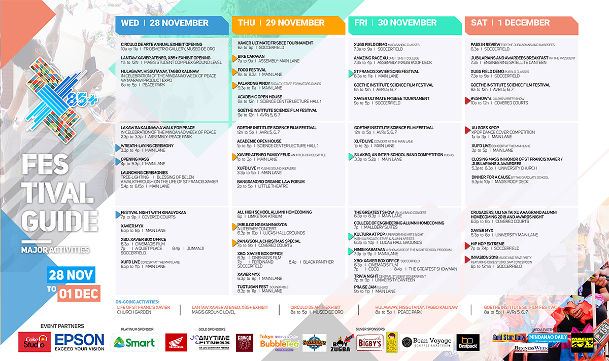 XUFD 2018 Calendar of Activities copy1