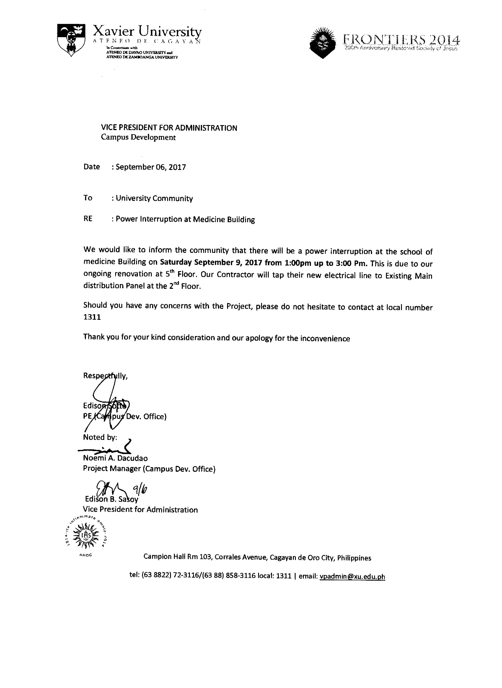 Power Interruption Med Bldg. 2nd phase 1