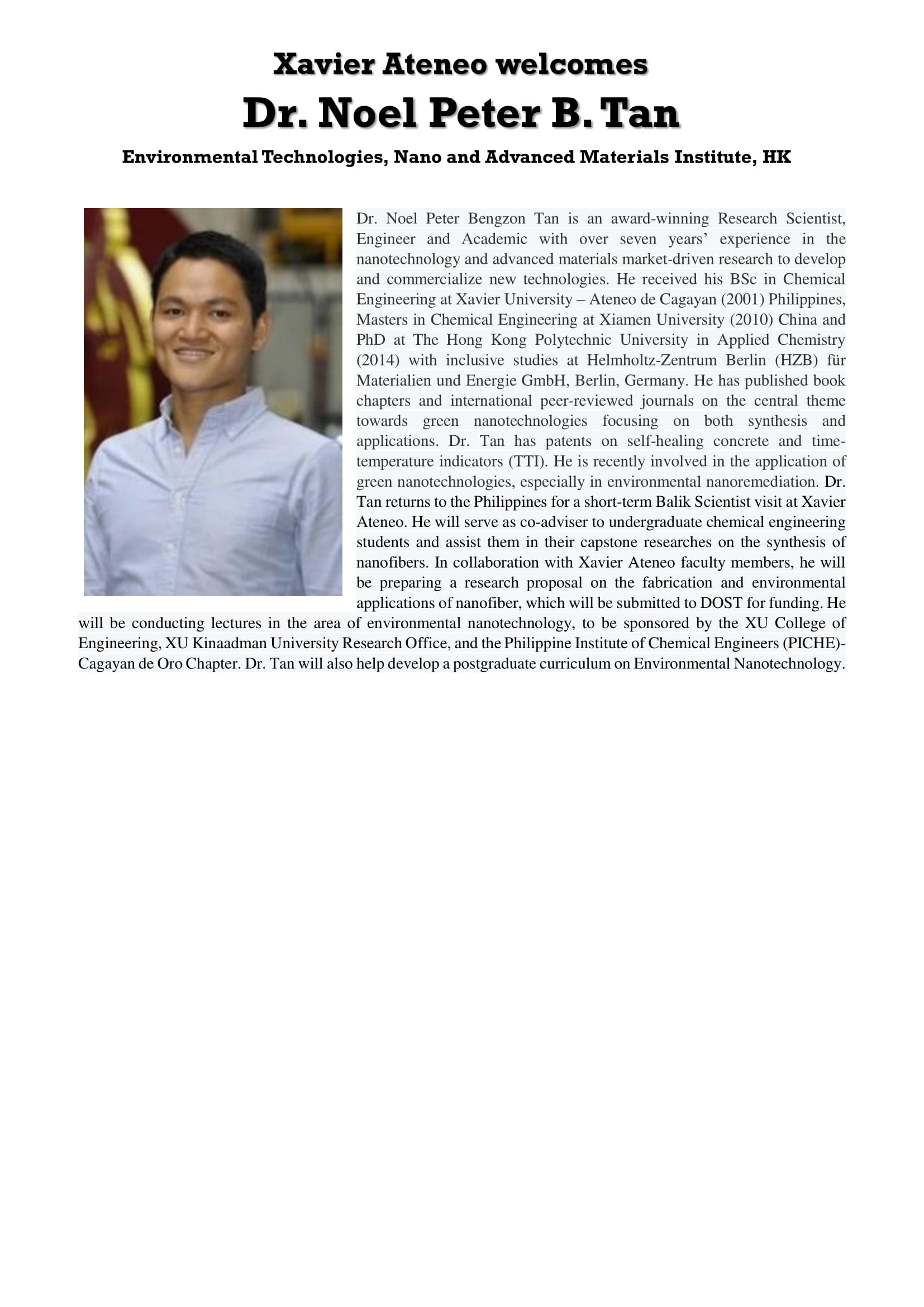 Xavier Ateneo Balik Scientist Profile 1