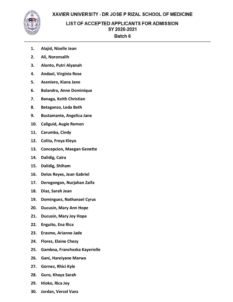 List of Accepted Applicants SY2020 2021 Batch 6 1