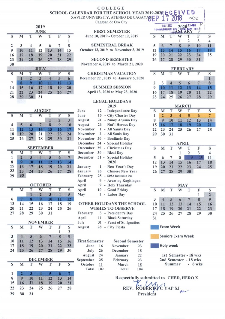 xavier-university-university-academic-calendar