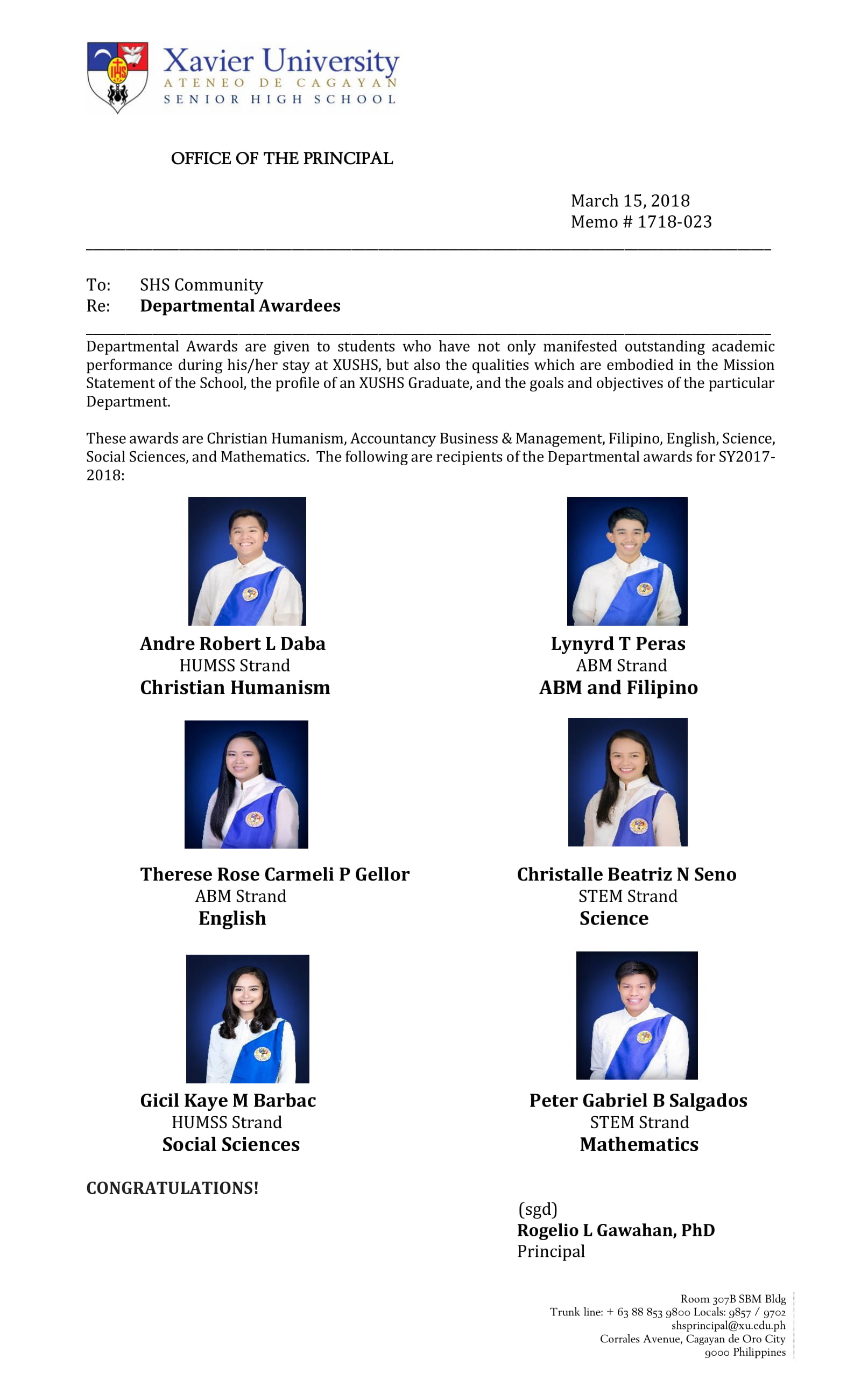 Memorandum 23 Departmental Awardees 2018 4 1